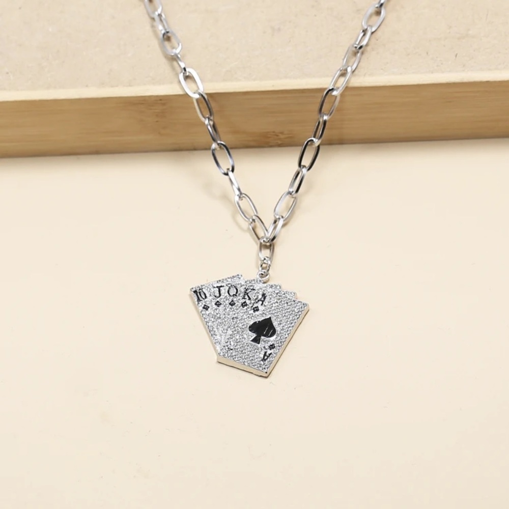 ♦️ ♠️ Poker High Cards Blinged Out Necklace ❤️♣️